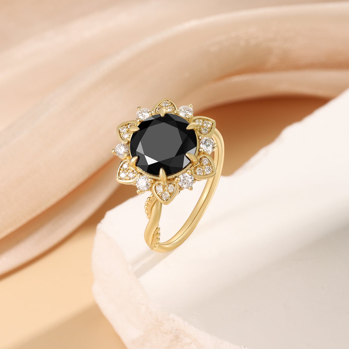 K Gold Natural Black Onyx Ring