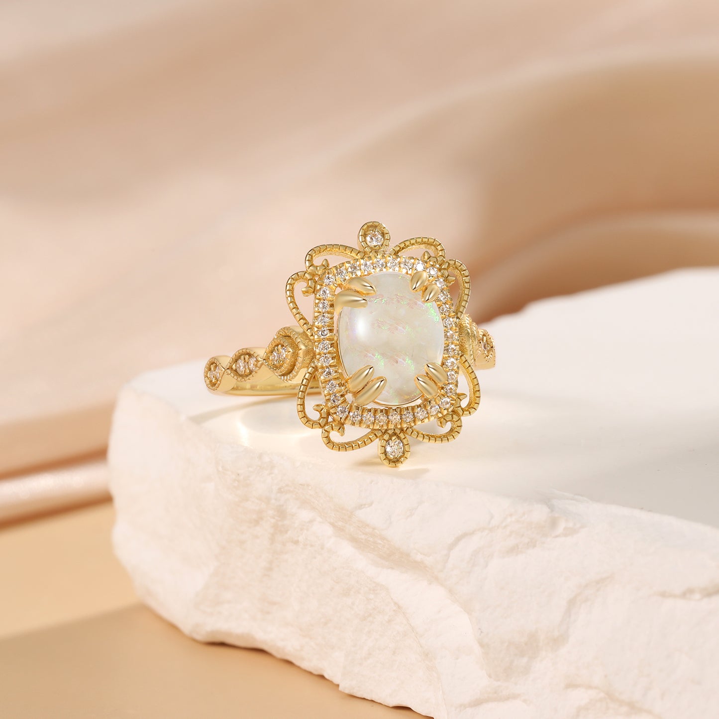 K Gold Natural Opal Ring