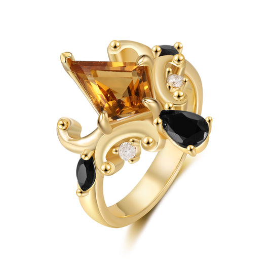 K Gold Natural Citrine Ring