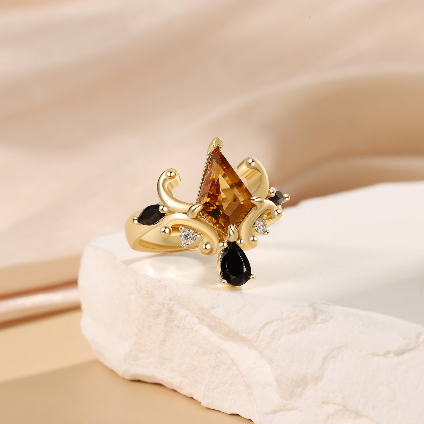 K Gold Natural Citrine Ring