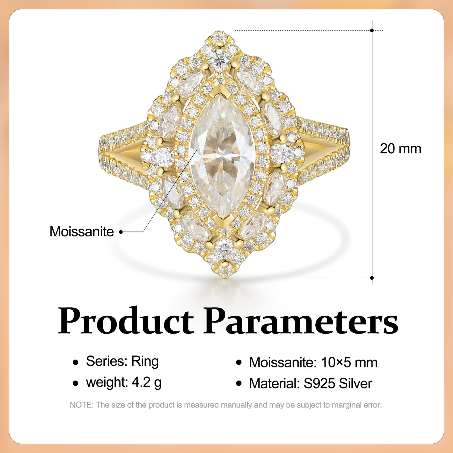 K Gold Natural Moissanite Ring