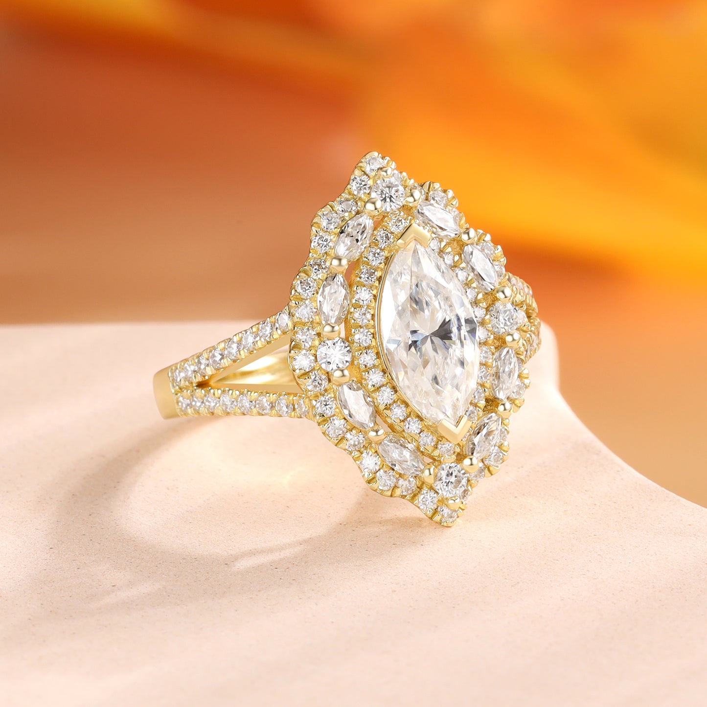 K Gold Natural Moissanite Ring