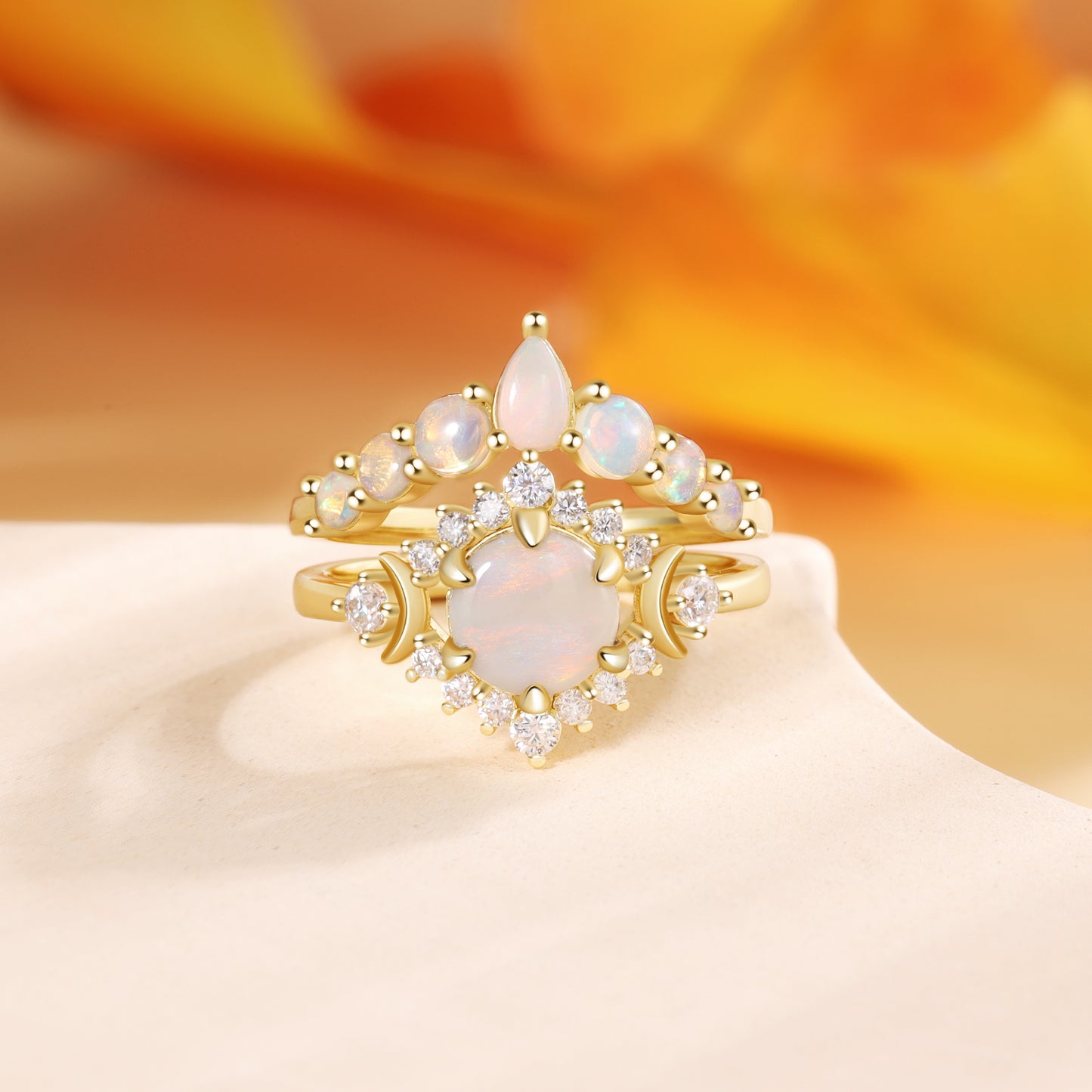 K Gold Natural Opal Stone Ring