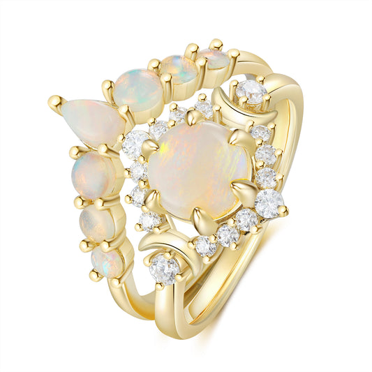 K Gold Natural Opal Stone Ring