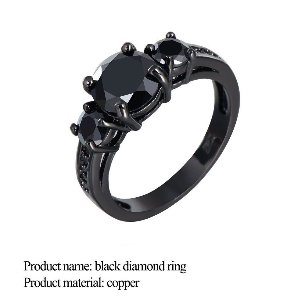 Black Onyx Round Cut Black Gold Ring