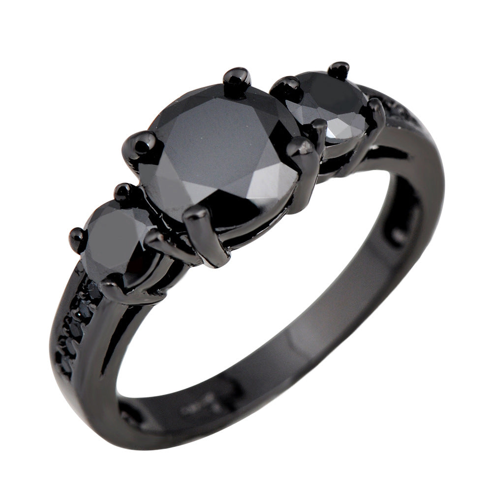 Black Onyx Round Cut Black Gold Ring