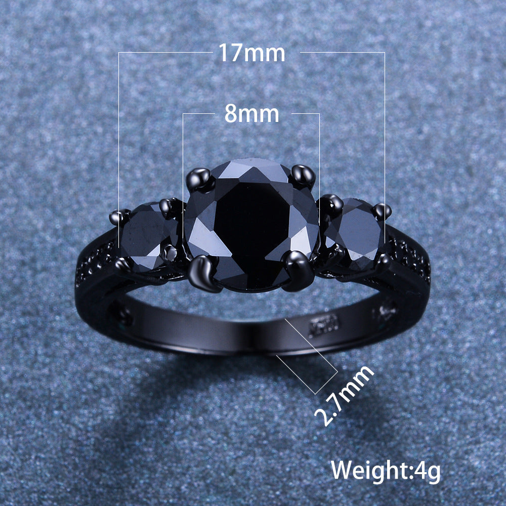 Black Onyx Round Cut Black Gold Ring