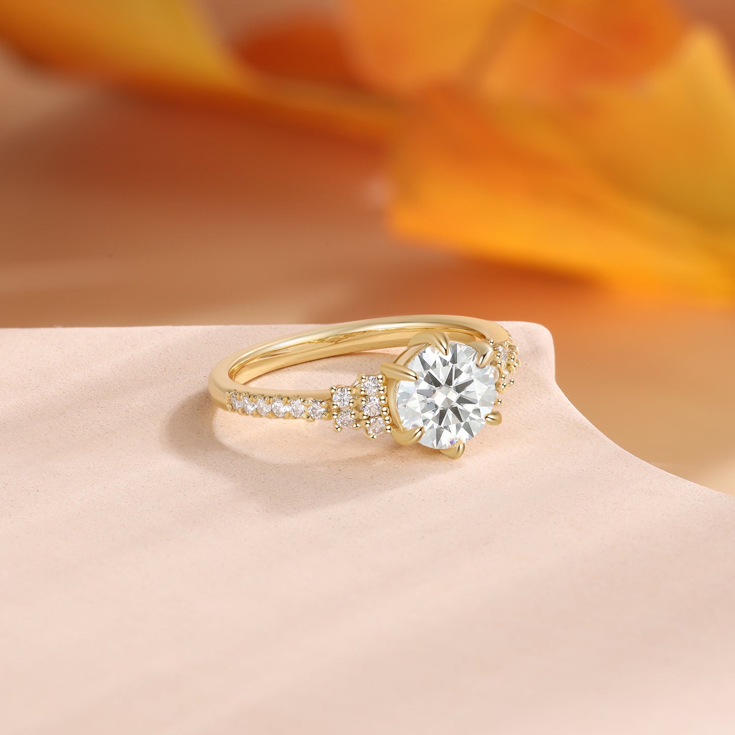 K Gold Natural Moissanite Ring