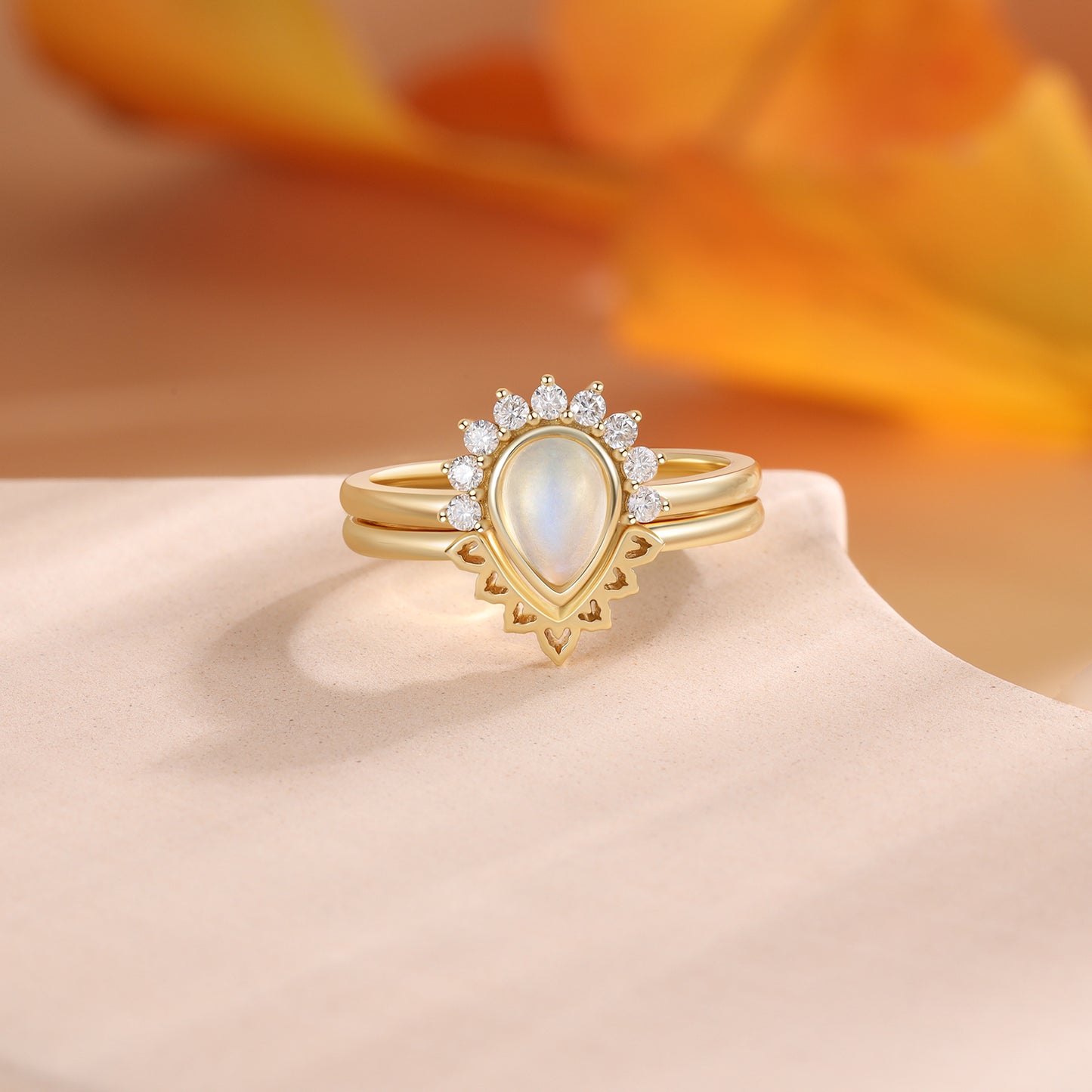 K Gold Natural Moonstone Ring