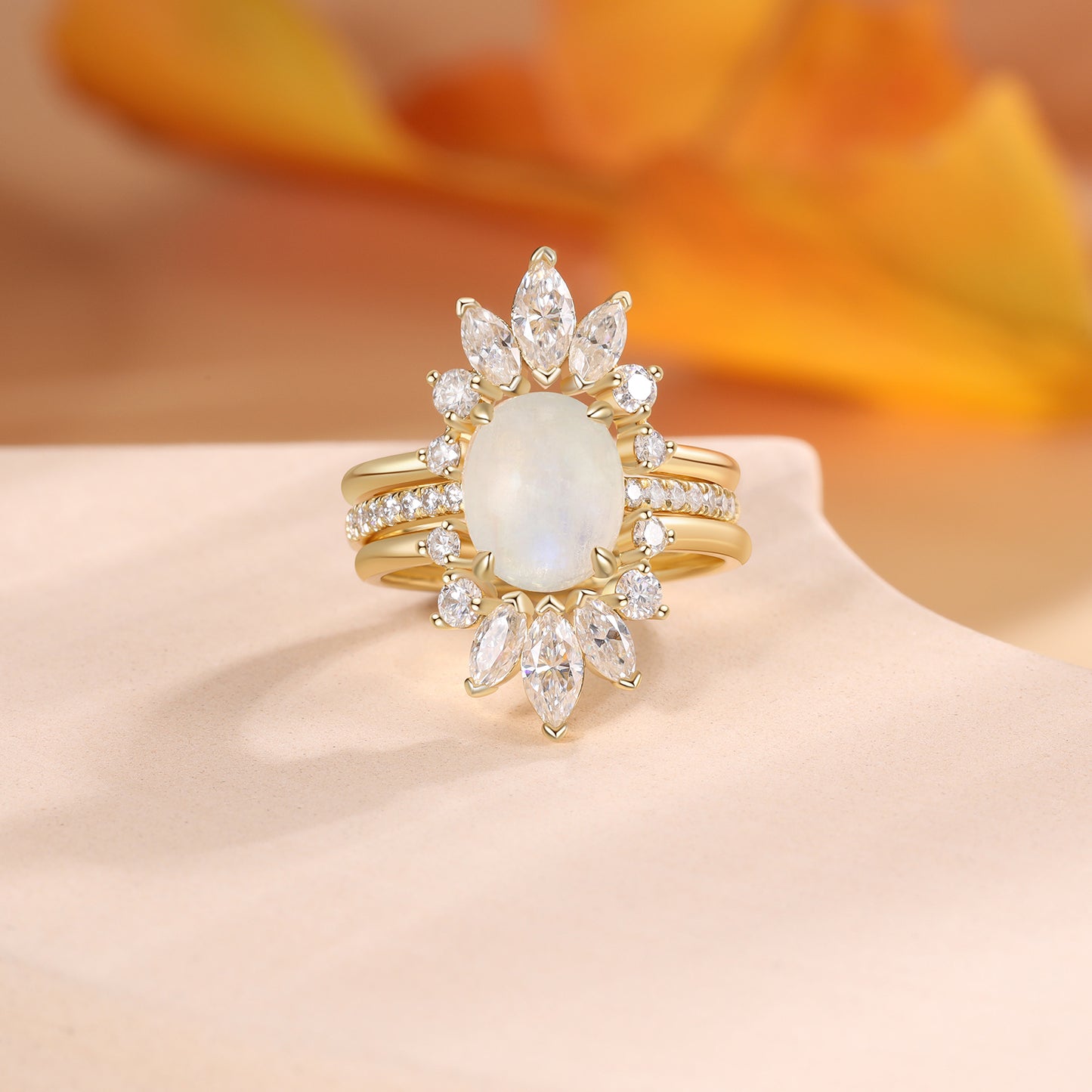 K Gold Natural Moonstone Ring