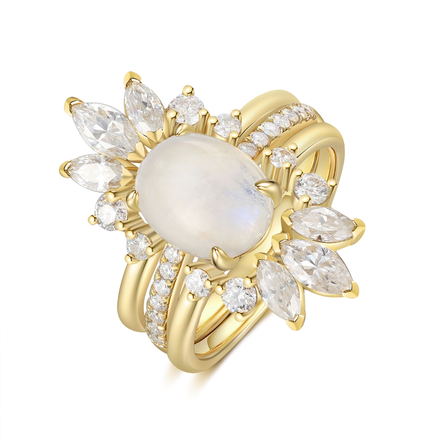 K Gold Natural Moonstone Ring