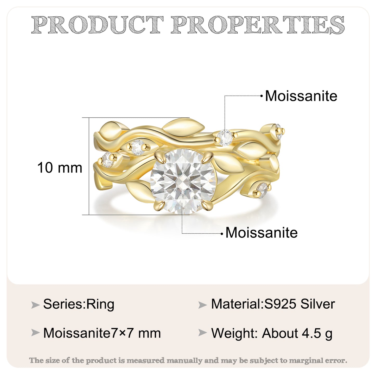 K Gold Narural Moissanite Ring