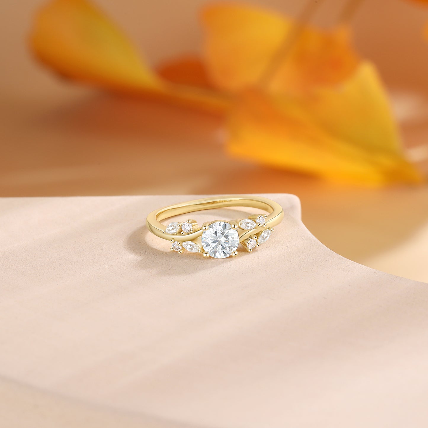 K Gold Natural Moissanite Ring