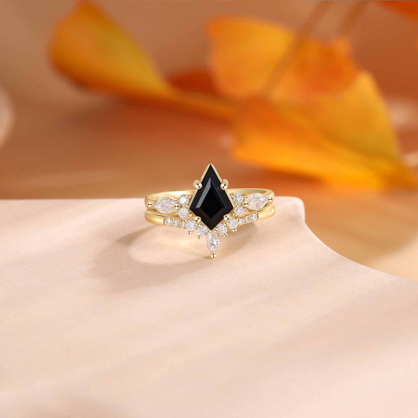 K Gold Natural Black Onyx Ring