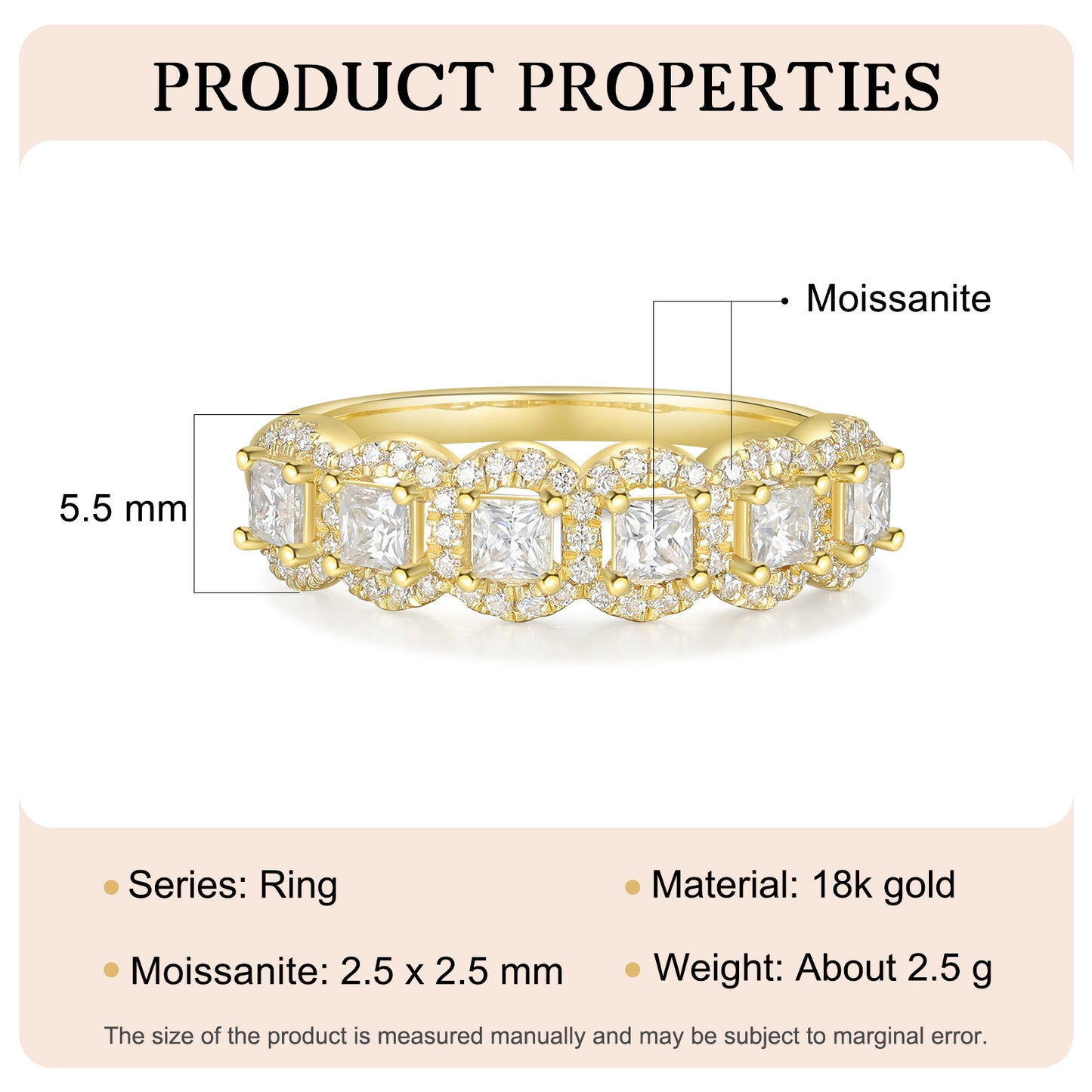 K Gold Natural Moissanite Ring