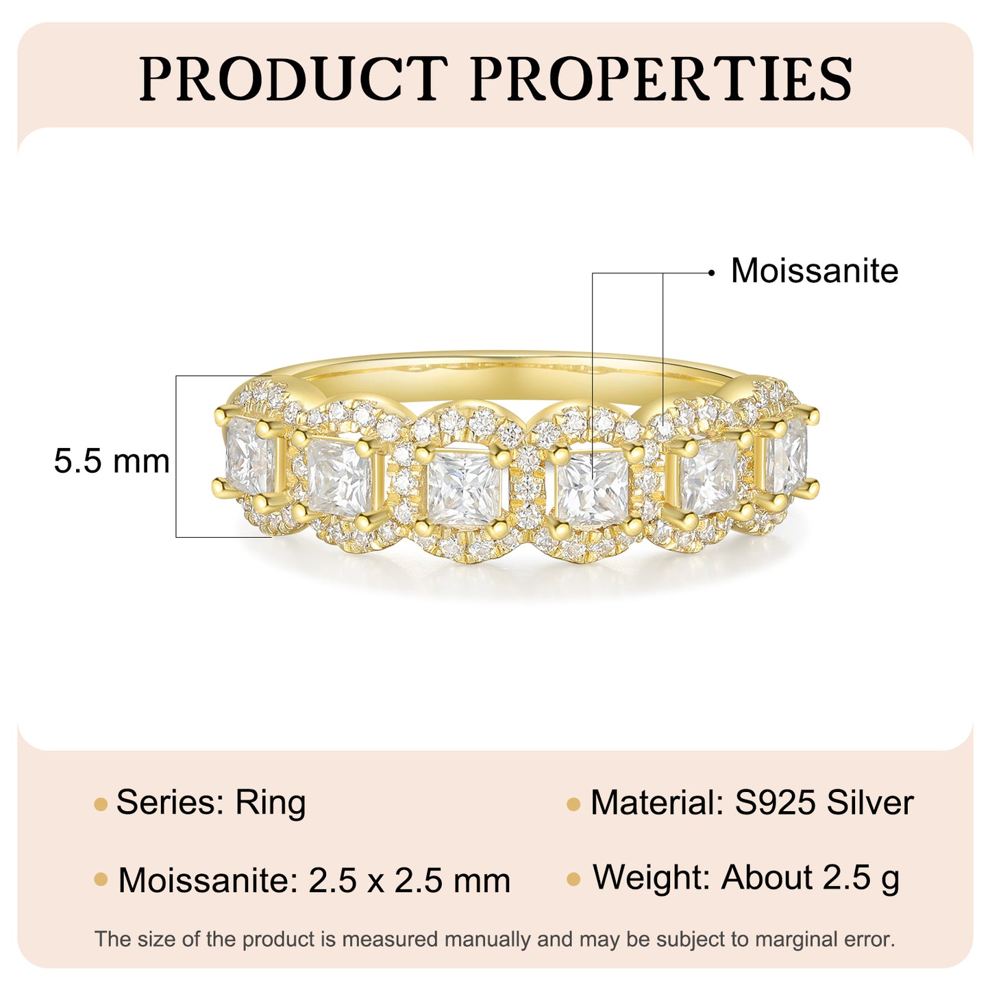 K Gold Natural Moissanite Ring