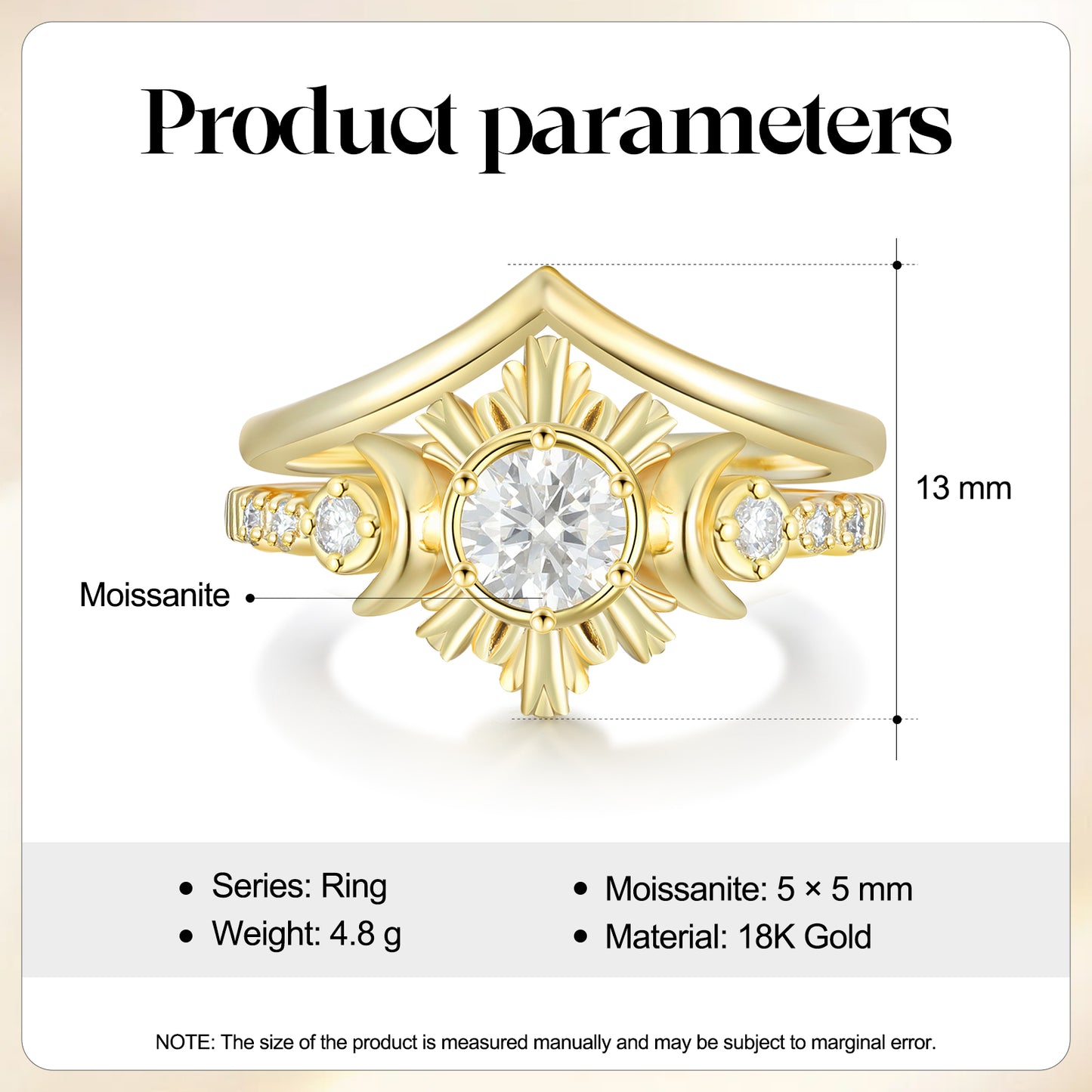 K Gold Natural Moissanite Ring