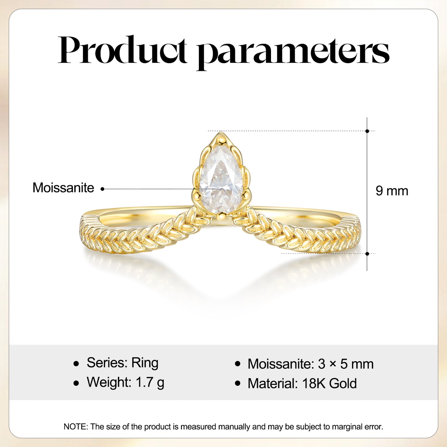 K Gold Natural Moissanite Ring