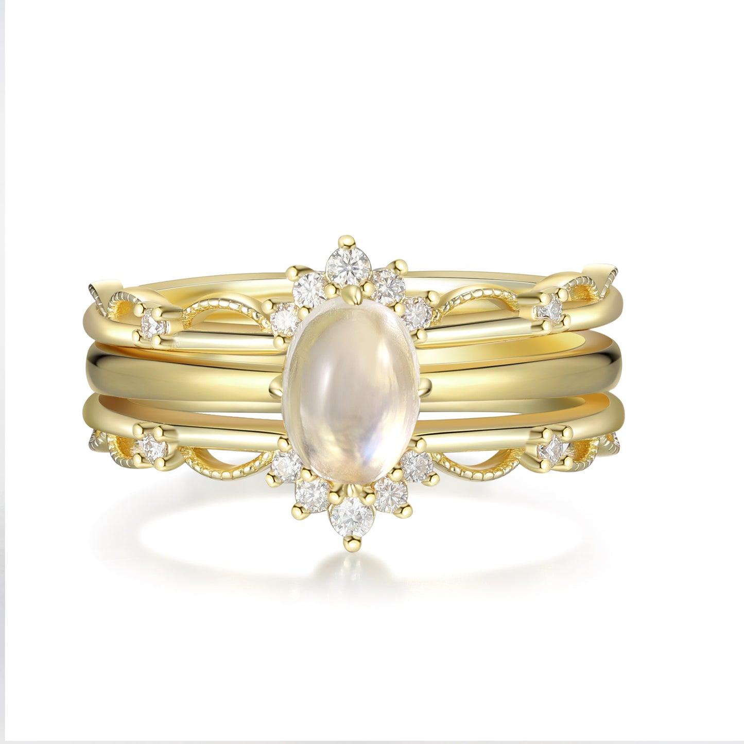 K Gold Natural Moonstone Ring