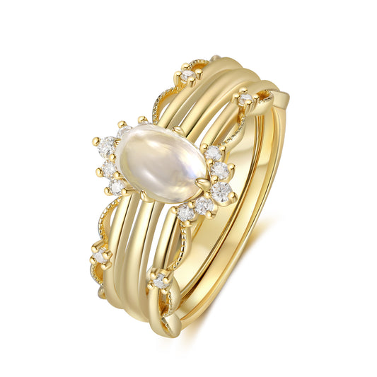 K Gold Natural Moonstone Ring