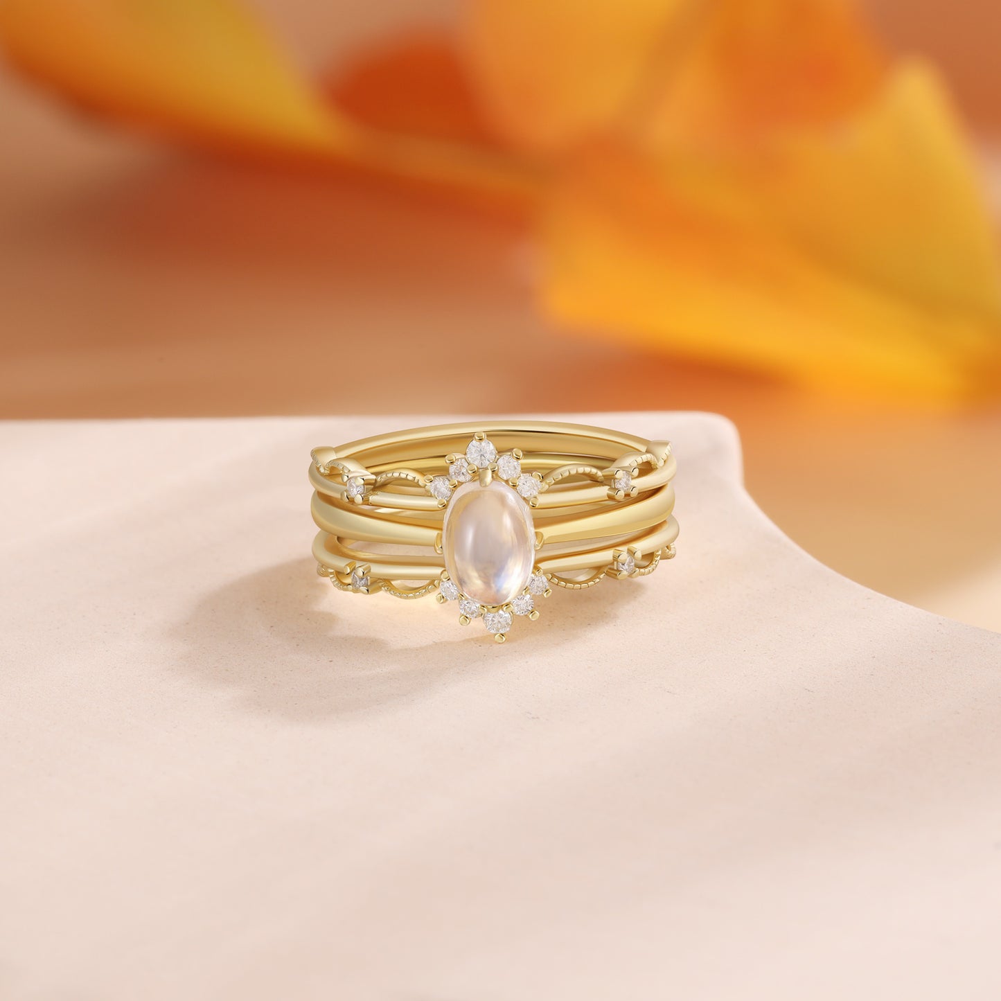 K Gold Natural Moonstone Ring