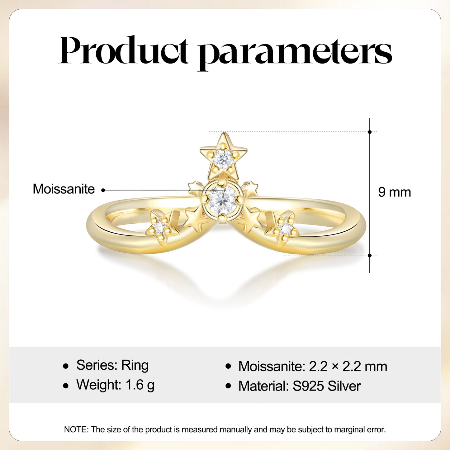 K Gold Natural Moissanite Ring