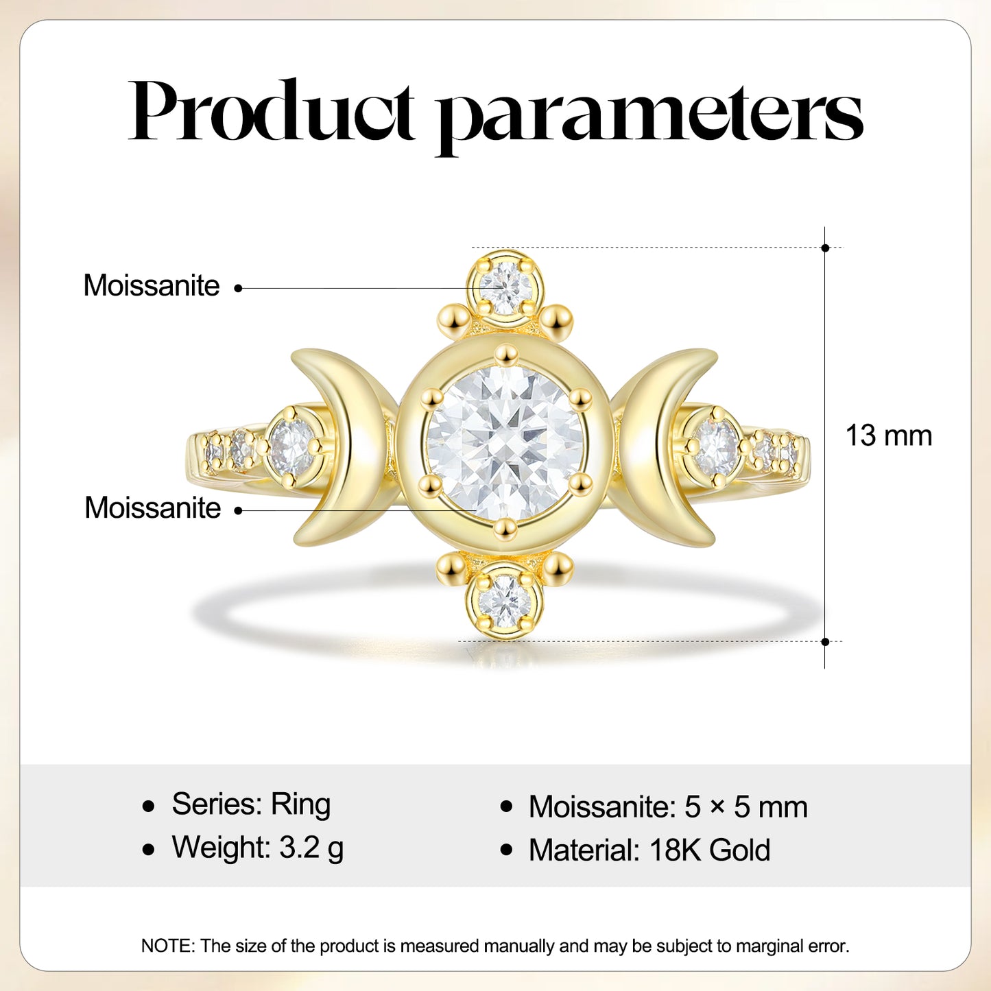 K Gold Natural Moissanite Ring