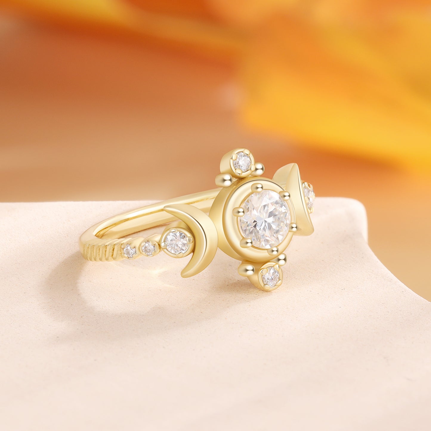 K Gold Natural Moissanite Ring