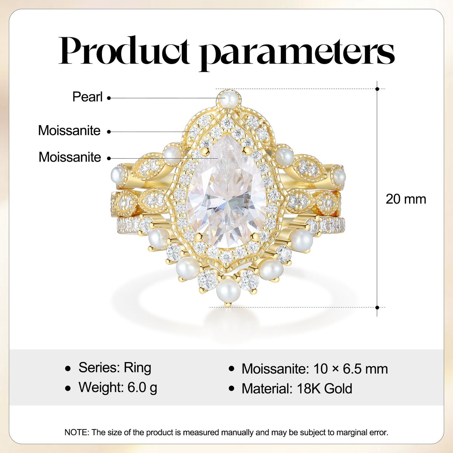 K Gold Natural Moissanite Ring