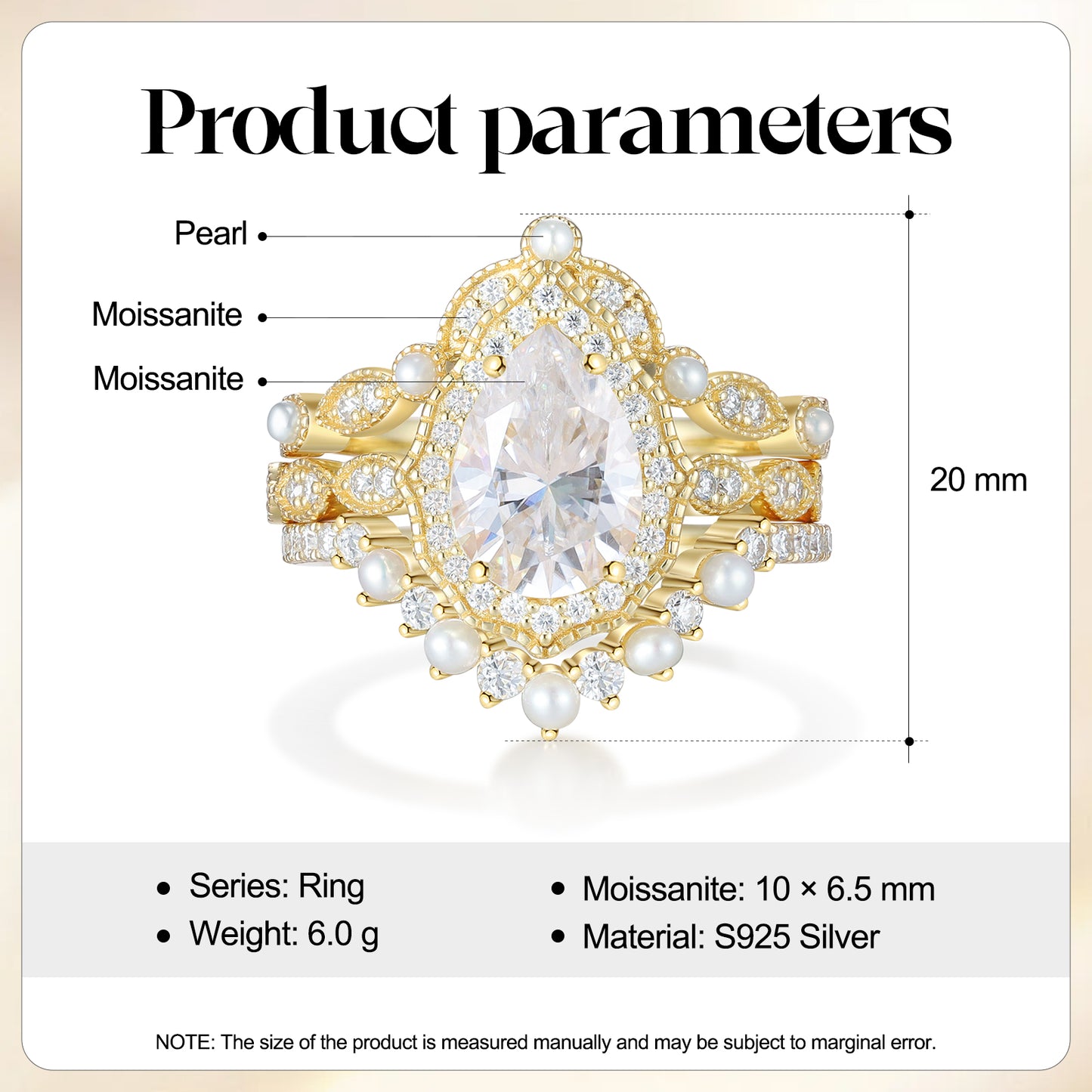 K Gold Natural Moissanite Ring