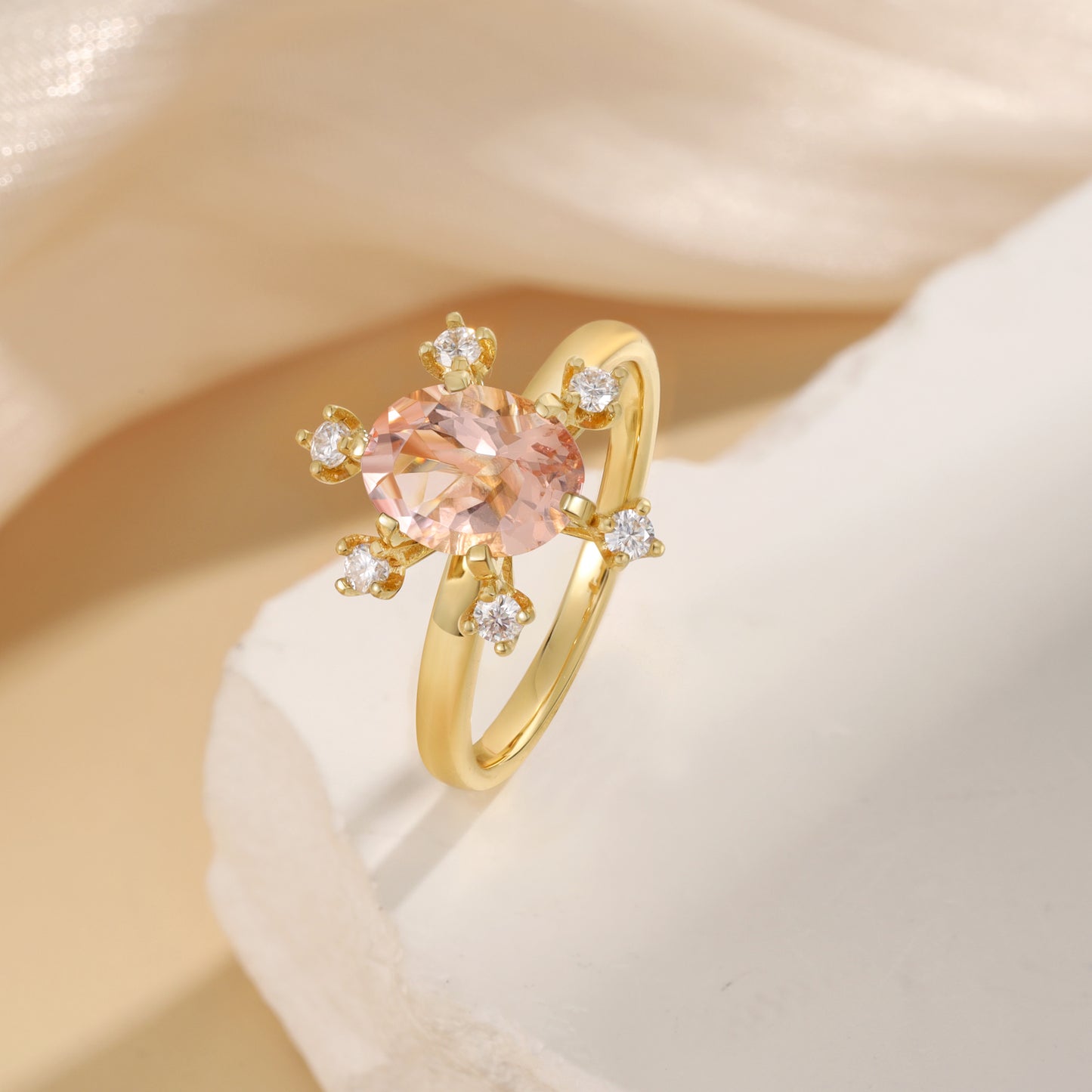 K Gold Natural Morganite Ring