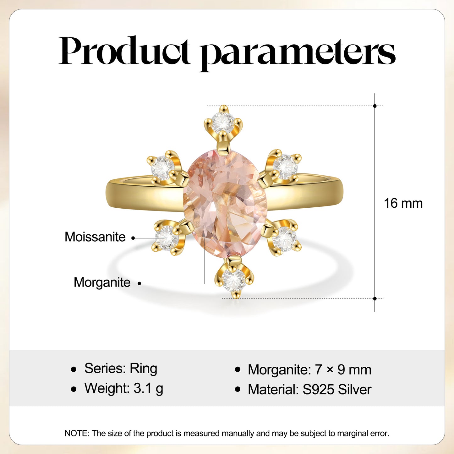 K Gold Natural Morganite Ring