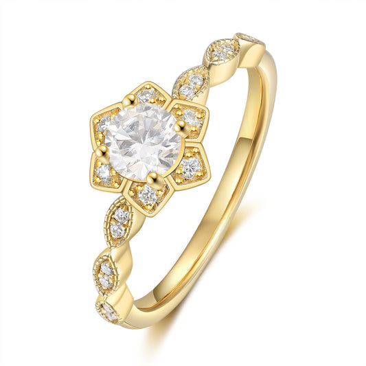 K Gold Natural Moissanite Ring