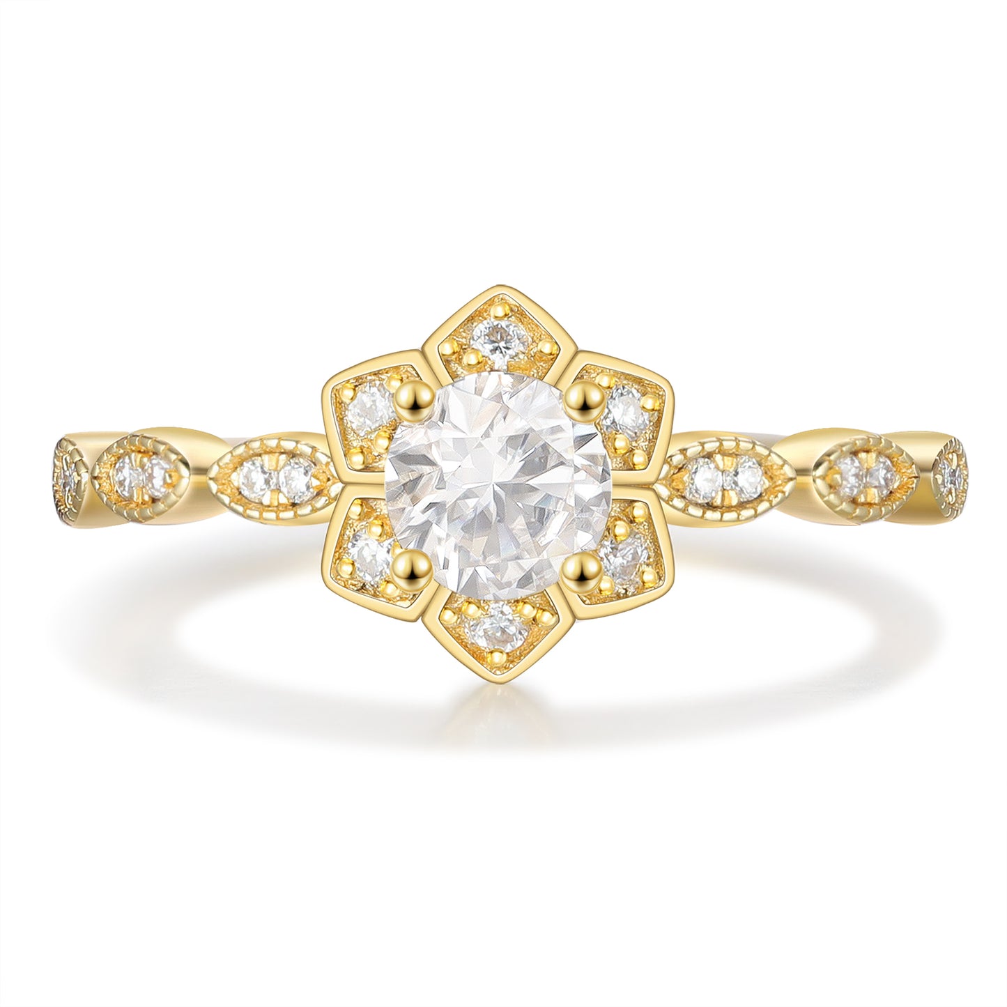 K Gold Natural Moissanite Ring