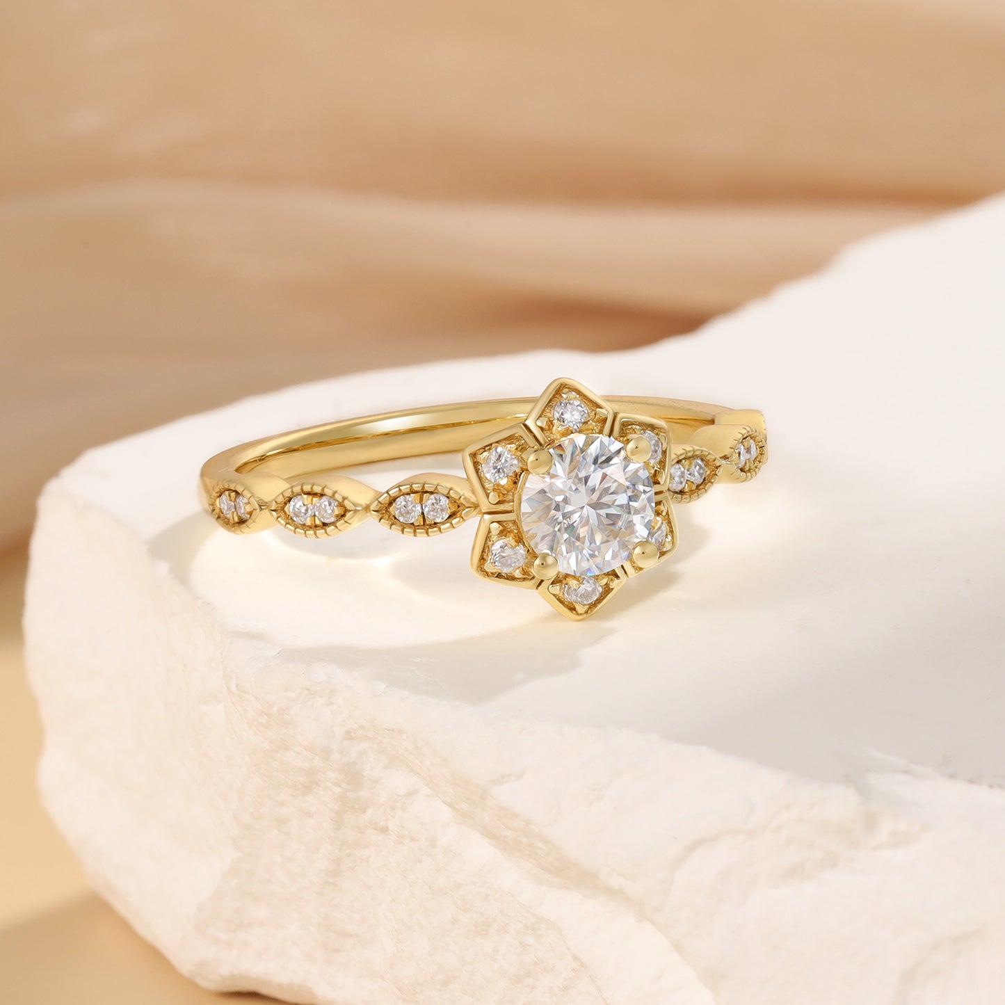 K Gold Natural Moissanite Ring