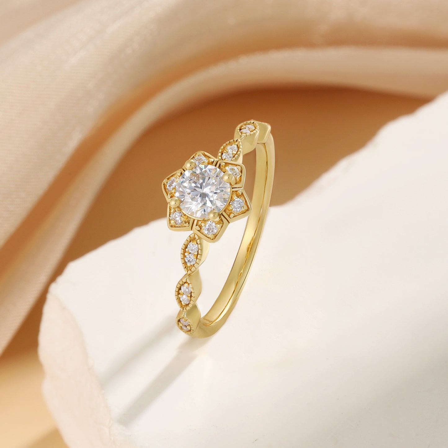 K Gold Natural Moissanite Ring