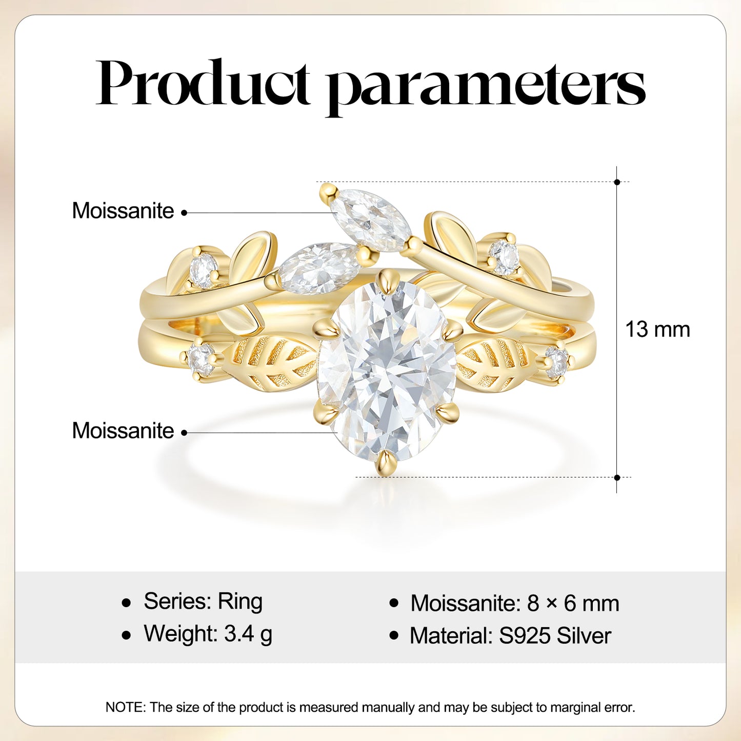 K Gold Natural Moissanite Ring