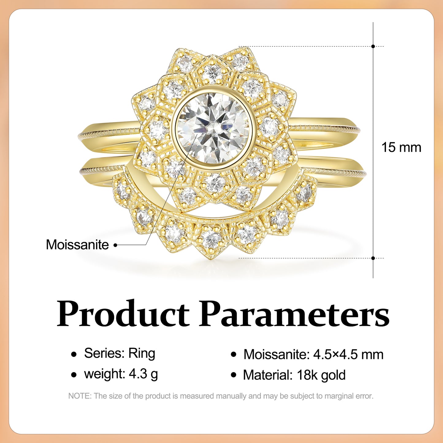 K Gold Natural Moissanite Ring