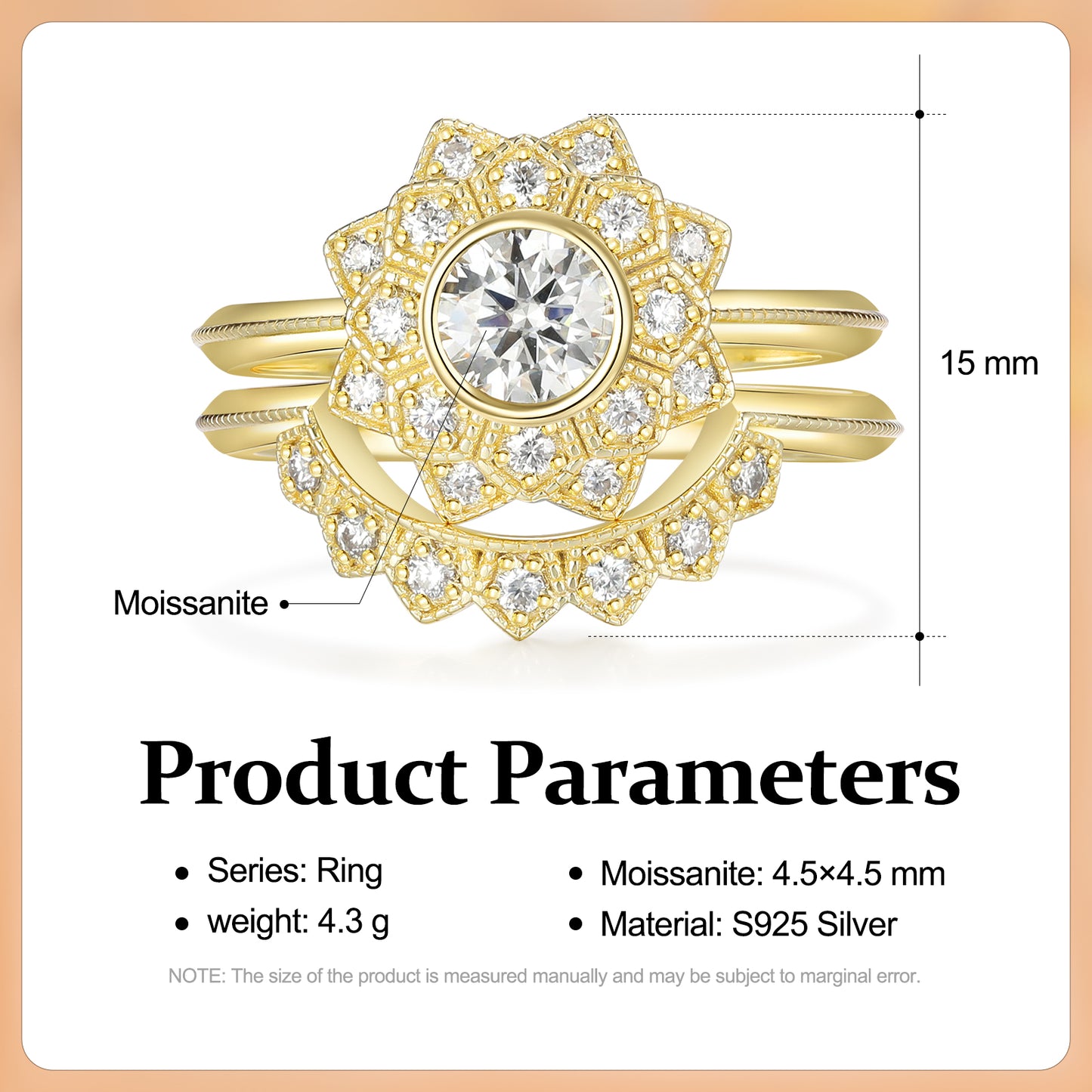 K Gold Natural Moissanite Ring