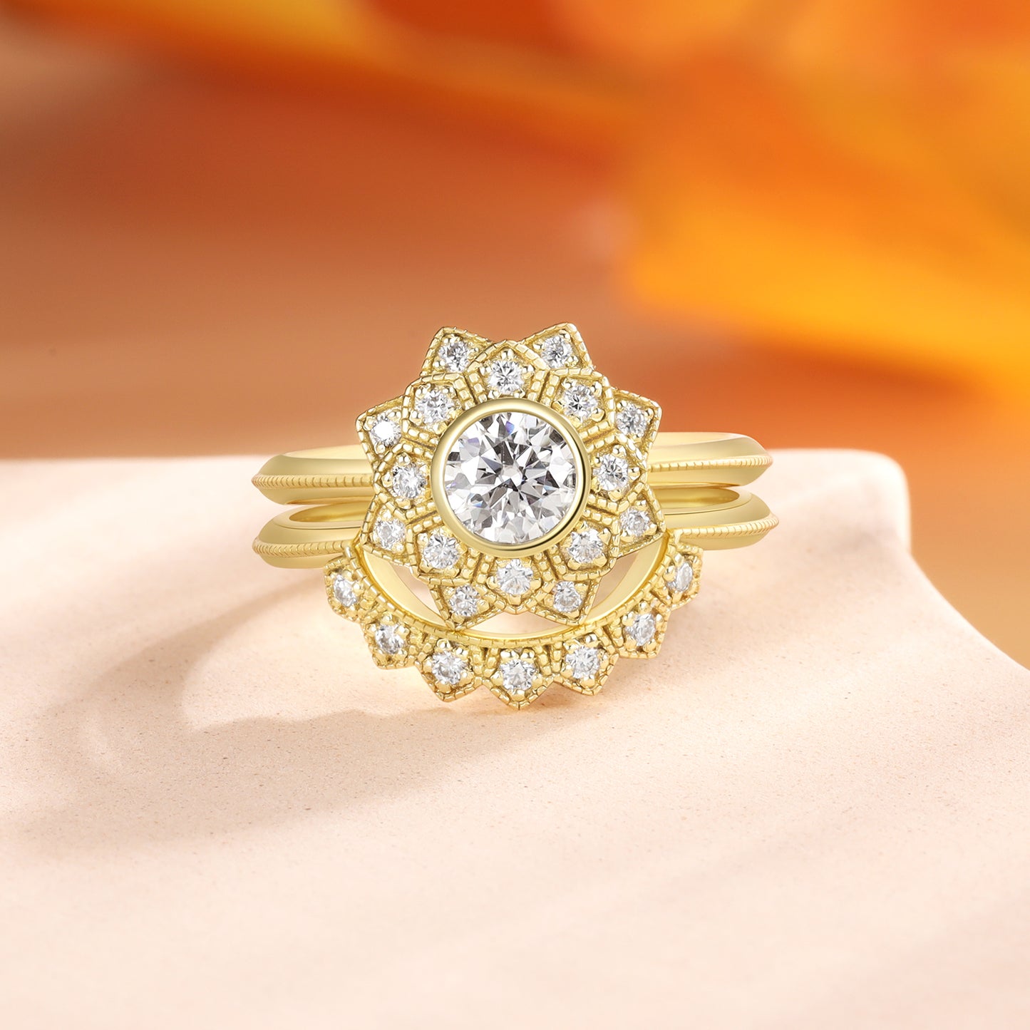 K Gold Natural Moissanite Ring