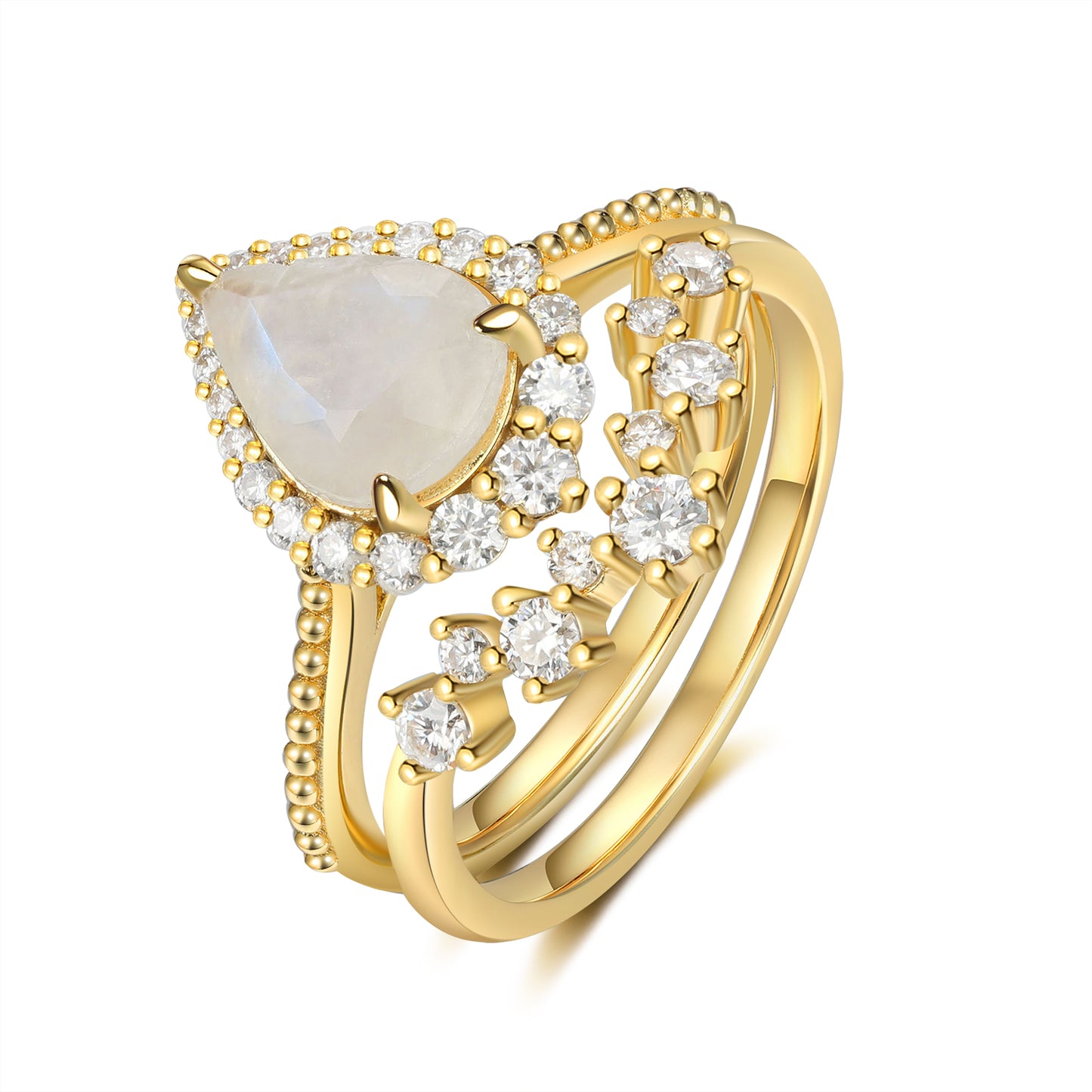 K Gold Natural Moonstone Ring