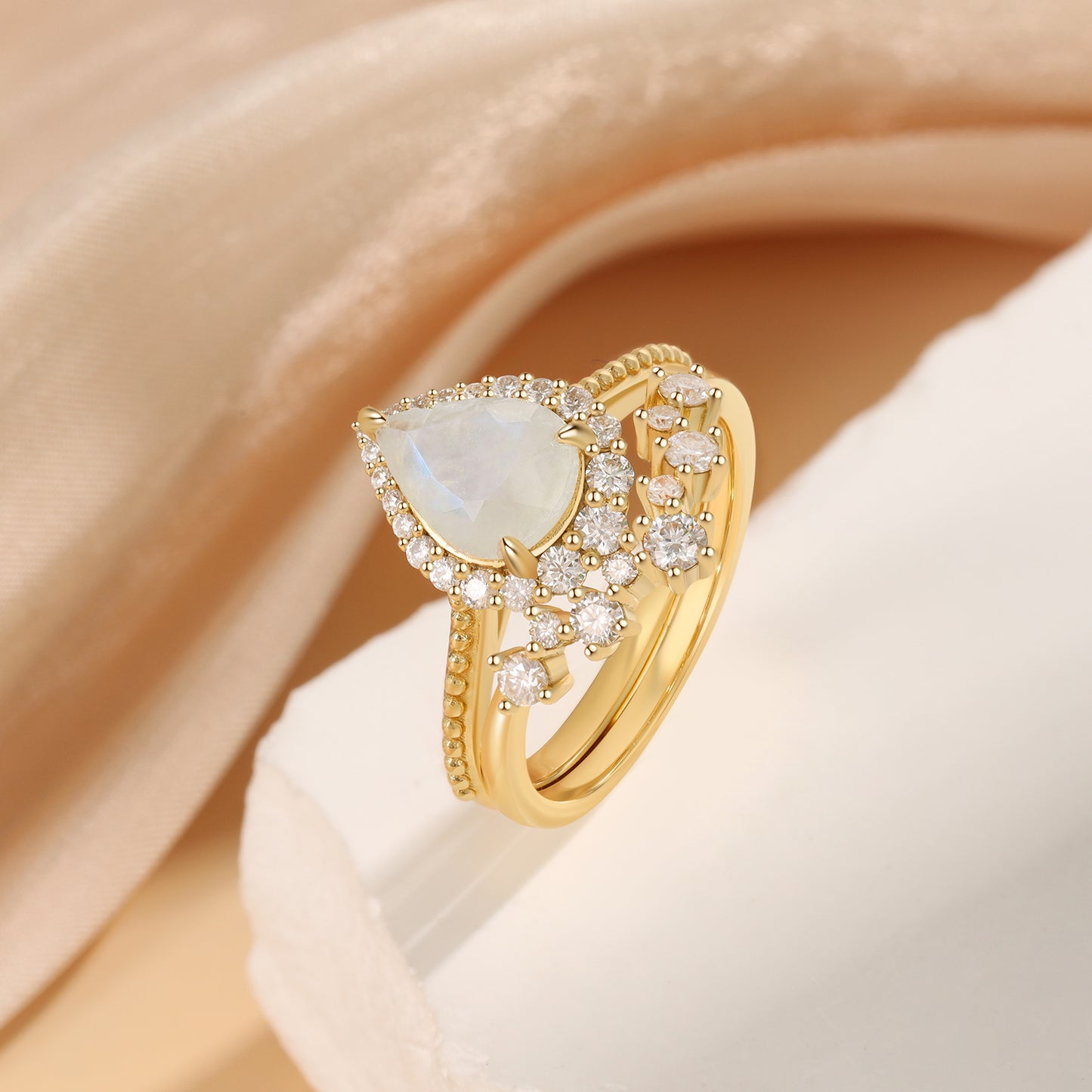 K Gold Natural Moonstone Ring