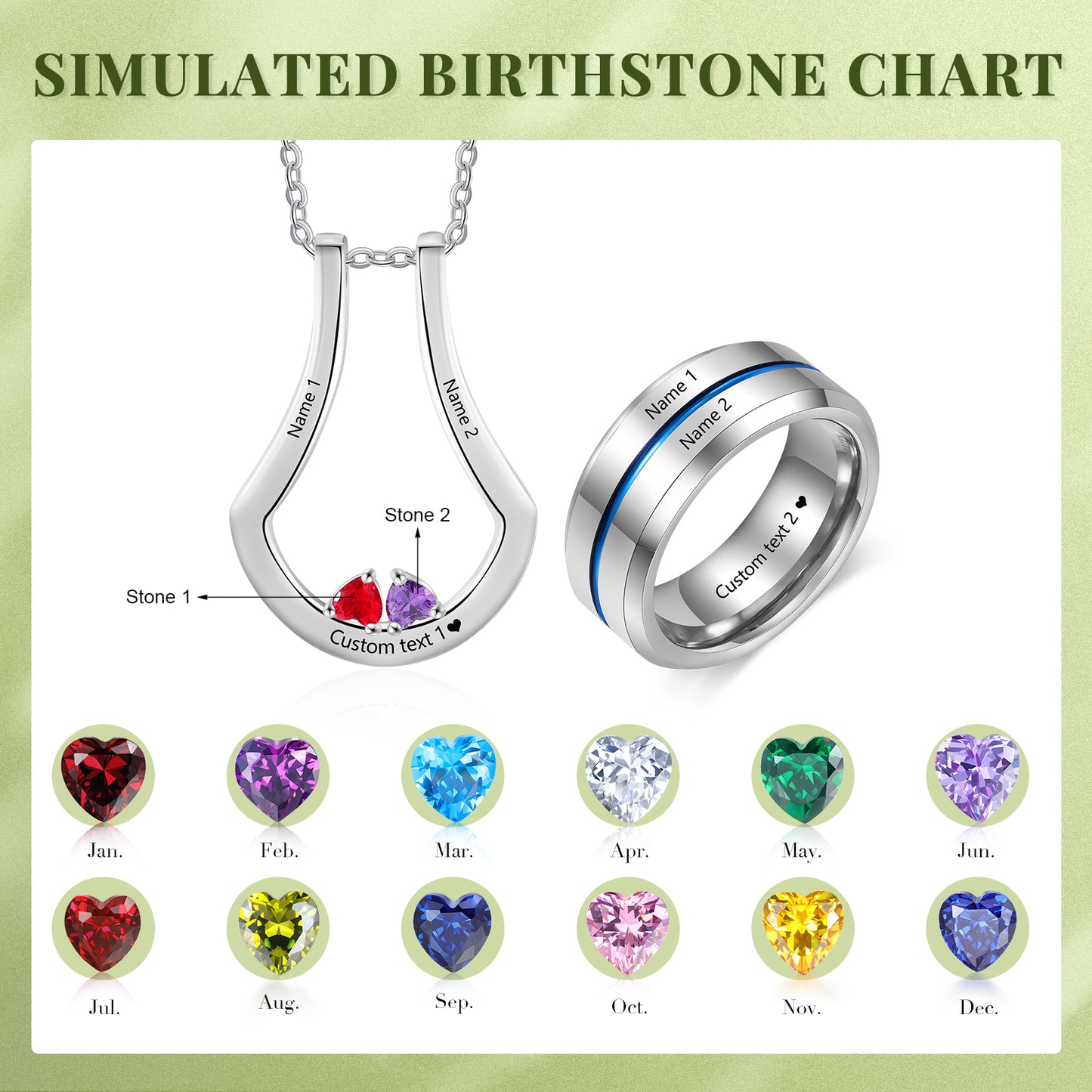 Birthstone Pendant Necklace with Ring