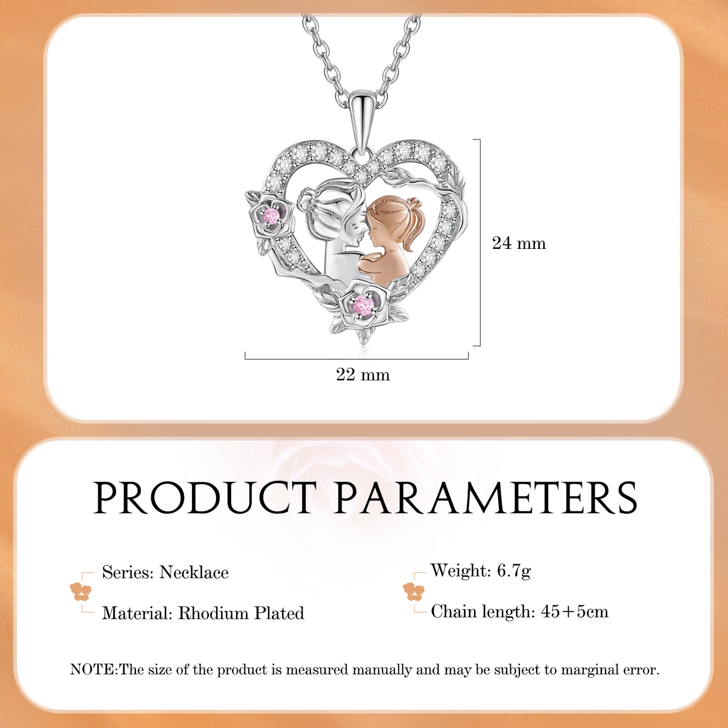 Mother and Child Love Heart Pendant Necklace