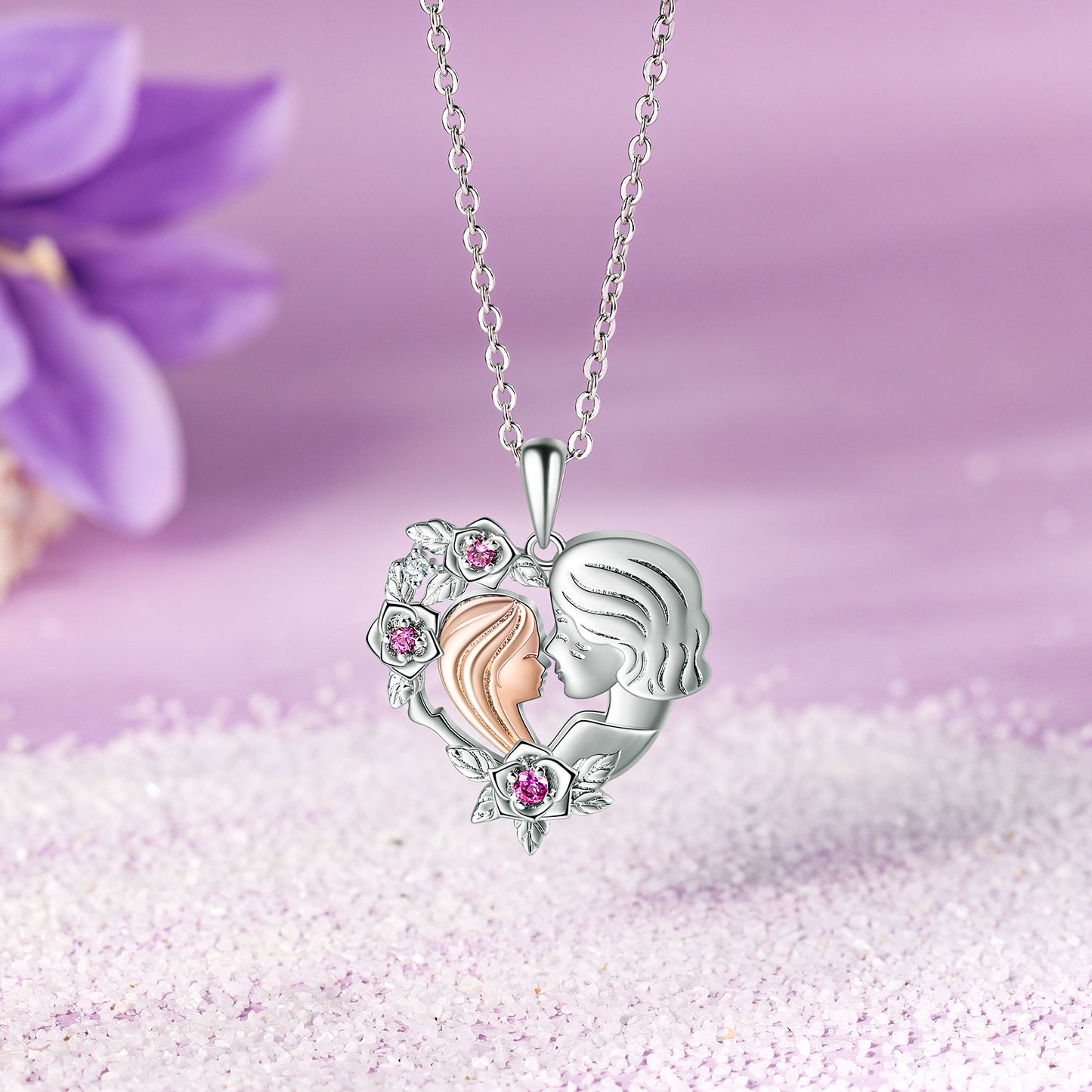 Mother and Daughter Heart Necklace