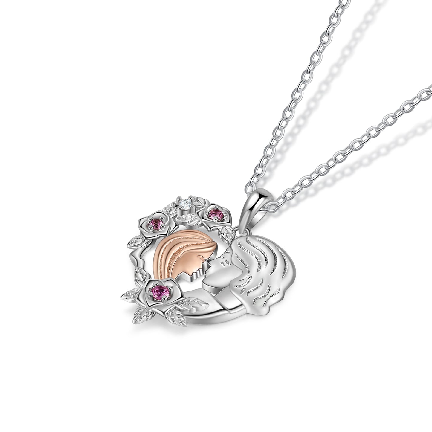 Mother and Daughter Heart Necklace