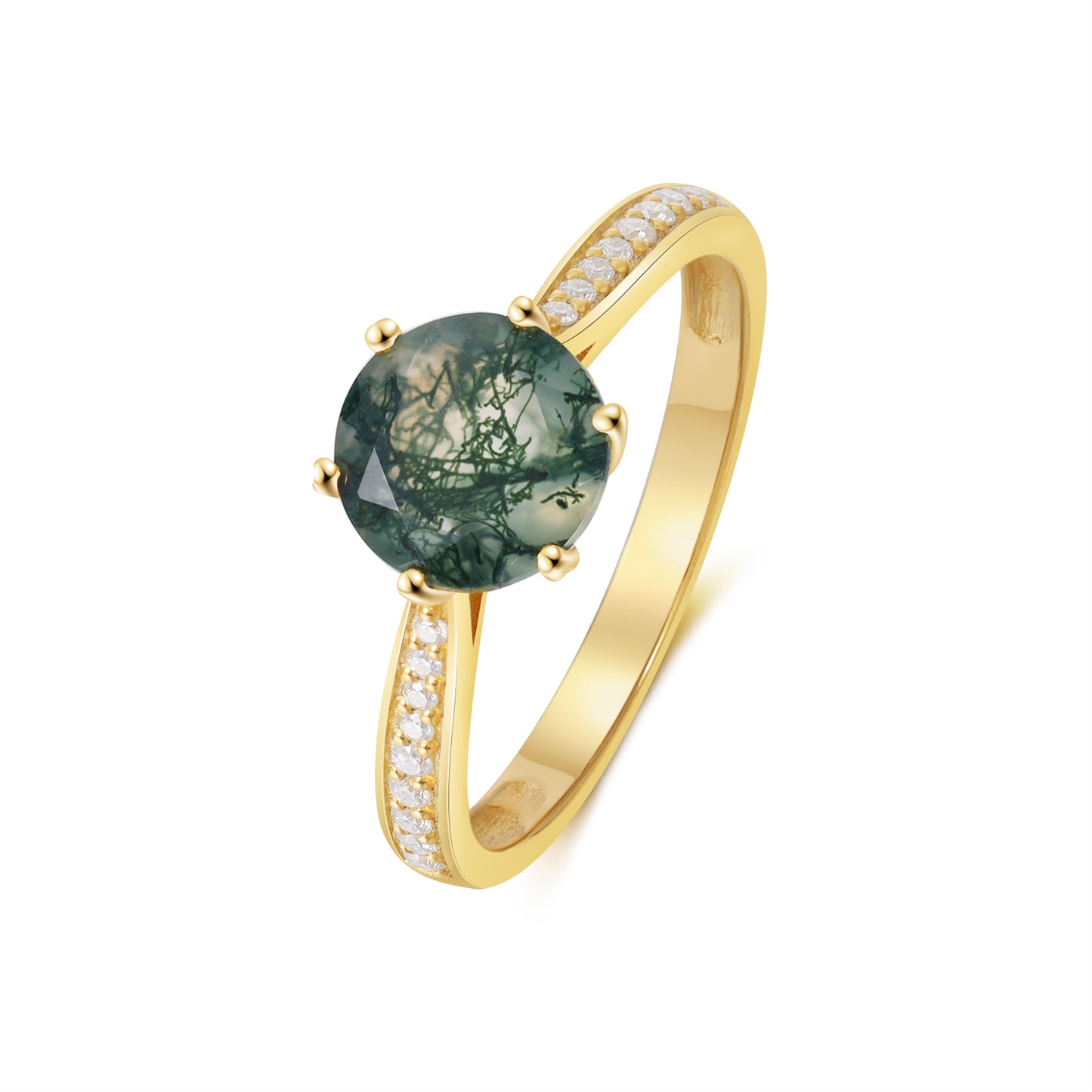 925 Sterling Silver Natural Moss Agate Ring