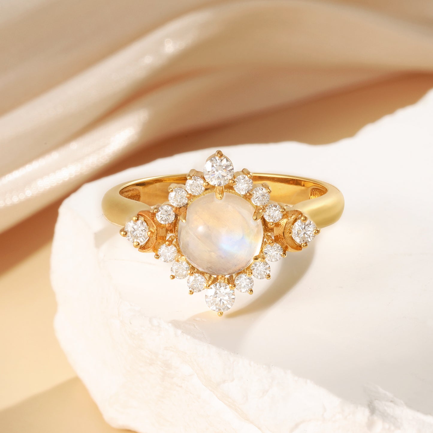 925 Sterling Silver Natural Moonstone Ring