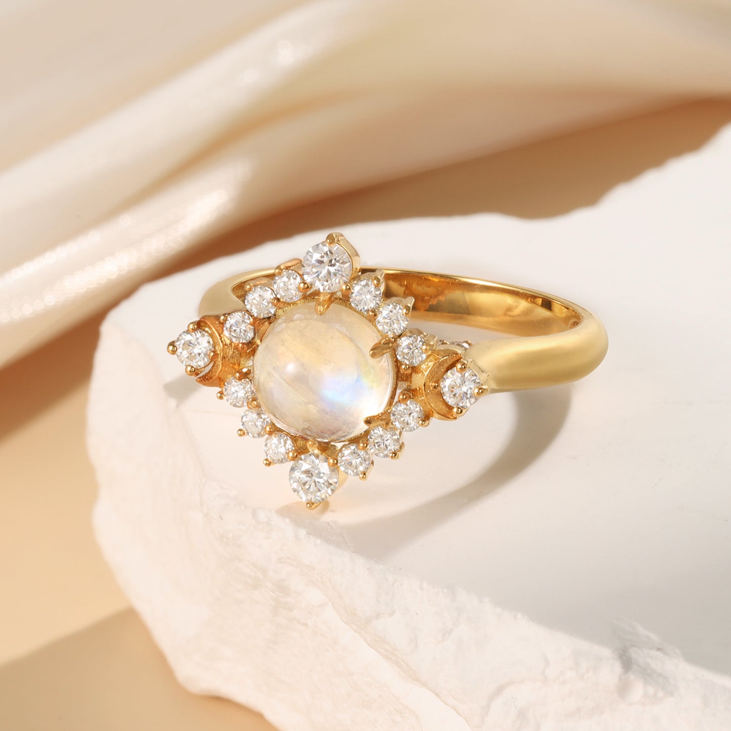 925 Sterling Silver Natural Moonstone Ring