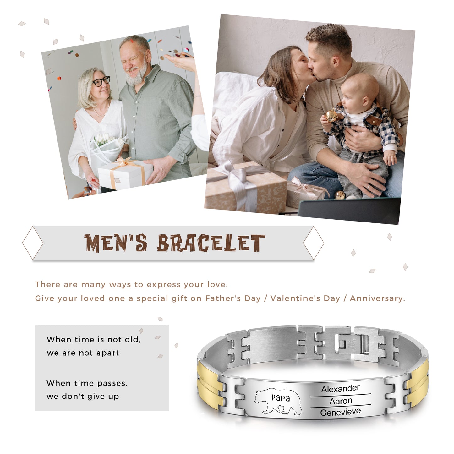 Father' Day Custom Stainless Steel Men Bracelet